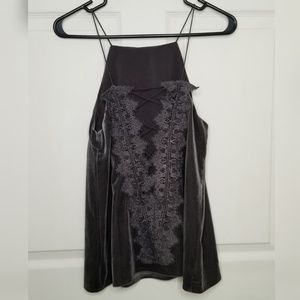 Low v neck velvet tank